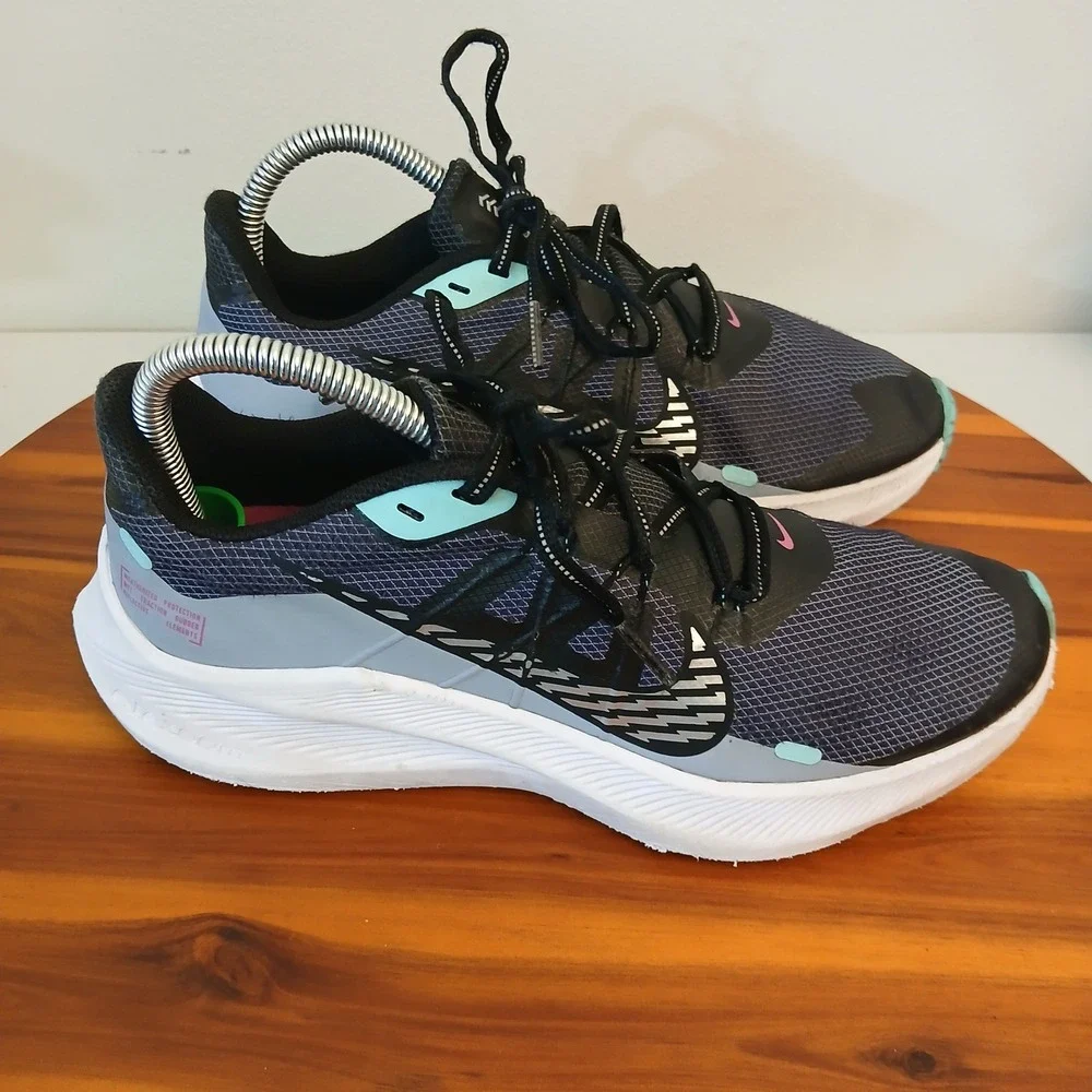 Nike Winflo‎ 7 Shoes Womens 8.5 Black Shield Running Shoes Sneakers CU3868-403